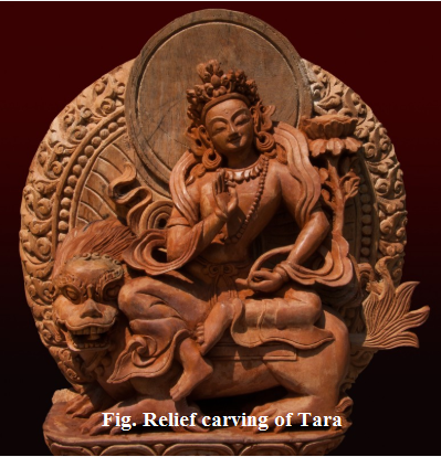 Image showing wooden idol made by Relief carving
