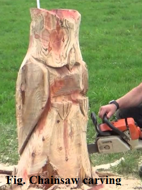 Image showing Chainsaw carving on wood